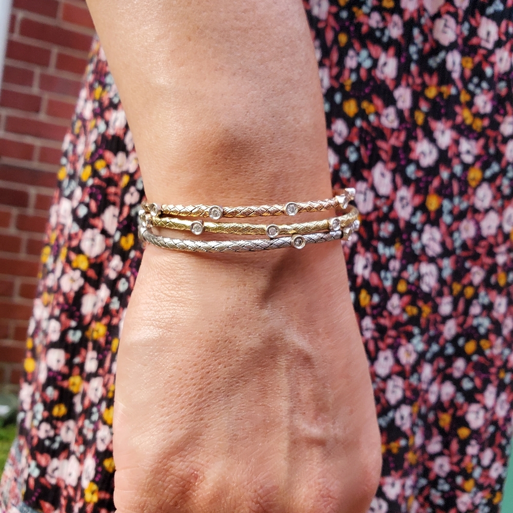 Woven Gold Diamond Station Bracelet
